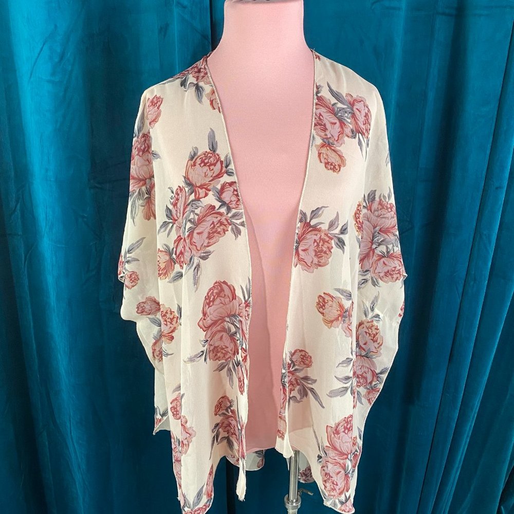 Live for Truth Open Front Floral Kimono Top